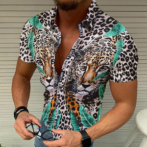 2022 Nation Style Summer Man Shirt Mens Ethnic Printed Stand Collar Short Sleeve Loose Hawaiian  Casual Shirt S-3XL