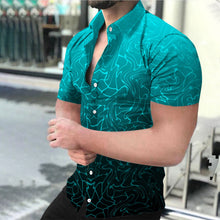 Load image into Gallery viewer, Plus Size Men Fashion Shirts Turn-down Collar Buttoned Shirt Men&#39;s Casual Digital Printing Short Sleeve Tops Blouse Streetwear
