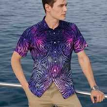 Load image into Gallery viewer, Plus Size Men Fashion Shirts Turn-down Collar Buttoned Shirt Men&#39;s Casual Digital Printing Short Sleeve Tops Blouse Streetwear