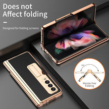 Load image into Gallery viewer, Touch Pen With 2 Pcs Hinge Protection Case for Samsung Galaxy Z Fold 3 2 5G Plating Pen Slot Kickstand Cover With Screen Glass