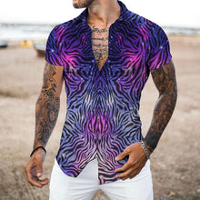Load image into Gallery viewer, Plus Size Men Fashion Shirts Turn-down Collar Buttoned Shirt Men&#39;s Casual Digital Printing Short Sleeve Tops Blouse Streetwear