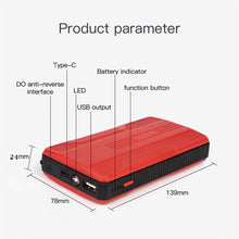 Load image into Gallery viewer, 20000mAh 12V Portable Car Jump Starter Power Bank Multifunctional 500A Emergency Power Booster Battery Autocar Starting Device