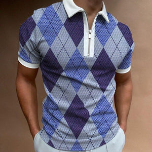 New Men Polo Shirts Summer High Quality Casual Daily Short Sleeve 3D print Mens Shirts Turn-Down Collar Zippers Tshirts Male