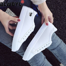 Load image into Gallery viewer, 2020 Autumn Woman Shoes Fashion New Woman PU Leather Shoes Ladies Breathable Cute Heart Flats Casual Shoes White Sneakers