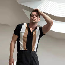 Load image into Gallery viewer, 2022 New Summer High Quality Men Polo Shirts High Street Print Casual Short Sleeve Men Shirts Turn-Down Collar Zipper Polo Shirt