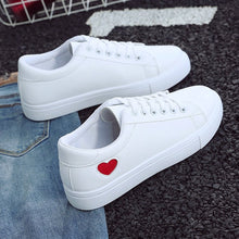 Load image into Gallery viewer, 2020 Autumn Woman Shoes Fashion New Woman PU Leather Shoes Ladies Breathable Cute Heart Flats Casual Shoes White Sneakers