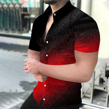Load image into Gallery viewer, Plus Size Men Fashion Shirts Turn-down Collar Buttoned Shirt Men&#39;s Casual Digital Printing Short Sleeve Tops Blouse Streetwear