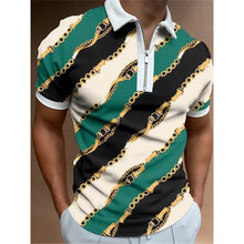 Load image into Gallery viewer, New Men Polo Shirts Summer High Quality Casual Daily Short Sleeve 3D print Mens Shirts Turn-Down Collar Zippers Tshirts Male