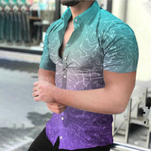 Load image into Gallery viewer, Plus Size Men Fashion Shirts Turn-down Collar Buttoned Shirt Men&#39;s Casual Digital Printing Short Sleeve Tops Blouse Streetwear