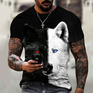 2022 Men&#39;s Wild Wolf 3D Printed T-Shirt Short Sleeve O Neck Modern Animal Casual Shirt Harajuku Comfortable Breathable Top