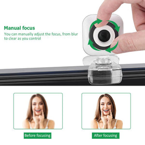 Rotatable Web Camera HD Webcams USB PC Computer Camera Built-in Night LED Lights For Laptop Live Broadcast Video Calling Work