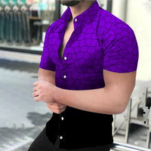 Load image into Gallery viewer, Plus Size Men Fashion Shirts Turn-down Collar Buttoned Shirt Men&#39;s Casual Digital Printing Short Sleeve Tops Blouse Streetwear