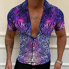 Load image into Gallery viewer, Plus Size Men Fashion Shirts Turn-down Collar Buttoned Shirt Men&#39;s Casual Digital Printing Short Sleeve Tops Blouse Streetwear