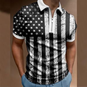 New Men Polo Shirts Summer High Quality Casual Daily Short Sleeve 3D print Mens Shirts Turn-Down Collar Zippers Tshirts Male
