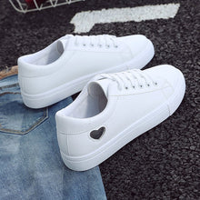 Load image into Gallery viewer, 2020 Autumn Woman Shoes Fashion New Woman PU Leather Shoes Ladies Breathable Cute Heart Flats Casual Shoes White Sneakers