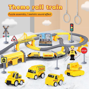 Electric Train Toy Set Car Railway Tracks Diecast Model Building Block Educational Game Boy Rail Car Toys For Children Kids Gift