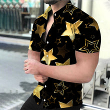 Load image into Gallery viewer, Plus Size Men Fashion Shirts Turn-down Collar Buttoned Shirt Men&#39;s Casual Digital Printing Short Sleeve Tops Blouse Streetwear