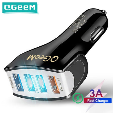 QGEEM 4USB QC 3.0 Car Charger Quick Charge 3.0 Phone Charging Car Fast Charger 4Ports USB Car Portable Charger for iPhone Xiaom
