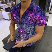 Load image into Gallery viewer, Plus Size Men Fashion Shirts Turn-down Collar Buttoned Shirt Men&#39;s Casual Digital Printing Short Sleeve Tops Blouse Streetwear