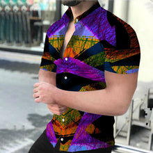 Load image into Gallery viewer, Plus Size Men Fashion Shirts Turn-down Collar Buttoned Shirt Men&#39;s Casual Digital Printing Short Sleeve Tops Blouse Streetwear