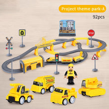 Load image into Gallery viewer, Electric Train Toy Set Car Railway Tracks Diecast Model Building Block Educational Game Boy Rail Car Toys For Children Kids Gift