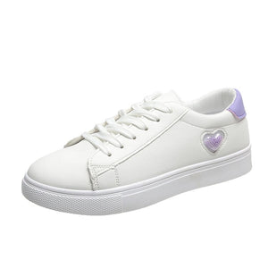 Women Sneakers Leather Shoes 2021 Spring Trend Casual Flats Sneakers Female New Fashion Comfort White Heart Vulcanized Shoes