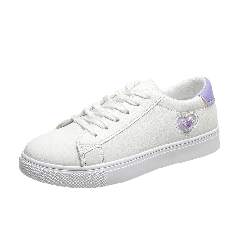 Women Sneakers Leather Shoes 2021 Spring Trend Casual Flats Sneakers Female New Fashion Comfort White Heart Vulcanized Shoes