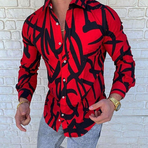 2022 Men&#39;s Hot Sale European American Business Clothing Casual Fashion Printed Shirt Single-Breasted Cardigan Long Sleeve Shirt