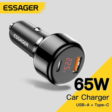 Essager 65W USB Car Charger Type C Fast Charge QC3.0 4.0 PD3.0 For iPhone 12 13 Xiaomi Huawei Samsung Mobile cell phones Adapter