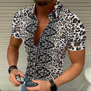 2022 Nation Style Summer Man Shirt Mens Ethnic Printed Stand Collar Short Sleeve Loose Hawaiian  Casual Shirt S-3XL