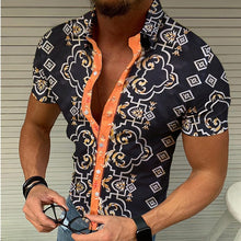 Load image into Gallery viewer, 2022 Nation Style Summer Man Shirt Mens Ethnic Printed Stand Collar Short Sleeve Loose Hawaiian  Casual Shirt S-3XL