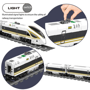 Technical Express Train Modern High Speed Carriage Electric Powered City Track Dolls Educational Building Blocks Toys for Kids