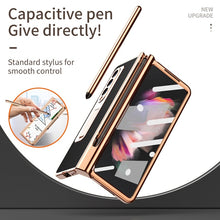 Load image into Gallery viewer, Touch Pen With 2 Pcs Hinge Protection Case for Samsung Galaxy Z Fold 3 2 5G Plating Pen Slot Kickstand Cover With Screen Glass