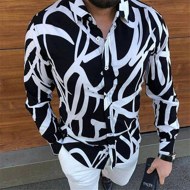 2022 Men's Hot Sale European American Business Clothing Casual Fashion Printed Shirt Single-Breasted Cardigan Long Sleeve Shirt