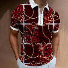 Load image into Gallery viewer, 2022 New Summer High Quality Men Polo Shirts High Street Print Casual Short Sleeve Men Shirts Turn-Down Collar Zipper Polo Shirt