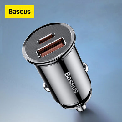 Baseus 30W Car Fast Charger Quick Charge 4.0 3.0 USB Type-C Fast Charging Car Phone Charger For Huawei Xiaomi iPhone 12
