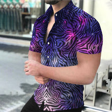 Load image into Gallery viewer, Plus Size Men Fashion Shirts Turn-down Collar Buttoned Shirt Men&#39;s Casual Digital Printing Short Sleeve Tops Blouse Streetwear
