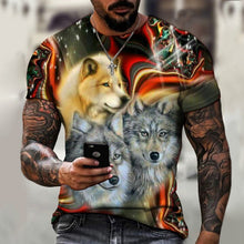 Load image into Gallery viewer, 2022 Men&#39;s Wild Wolf 3D Printed T-Shirt Short Sleeve O Neck Modern Animal Casual Shirt Harajuku Comfortable Breathable Top