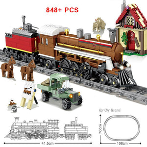 Technical Express Train Modern High Speed Carriage Electric Powered City Track Dolls Educational Building Blocks Toys for Kids