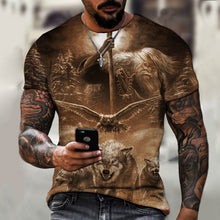 Load image into Gallery viewer, 2022 Men&#39;s Wild Wolf 3D Printed T-Shirt Short Sleeve O Neck Modern Animal Casual Shirt Harajuku Comfortable Breathable Top