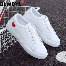 Load image into Gallery viewer, 2020 Autumn Woman Shoes Fashion New Woman PU Leather Shoes Ladies Breathable Cute Heart Flats Casual Shoes White Sneakers