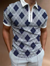 Load image into Gallery viewer, 2022 New Summer High Quality Men Polo Shirts High Street Print Casual Short Sleeve Men Shirts Turn-Down Collar Zipper Polo Shirt