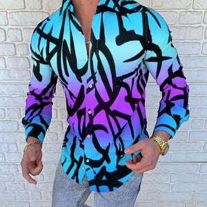 2022 Men&#39;s Hot Sale European American Business Clothing Casual Fashion Printed Shirt Single-Breasted Cardigan Long Sleeve Shirt