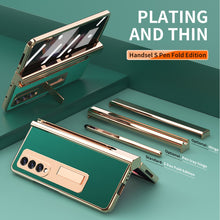 Load image into Gallery viewer, Touch Pen With 2 Pcs Hinge Protection Case for Samsung Galaxy Z Fold 3 2 5G Plating Pen Slot Kickstand Cover With Screen Glass