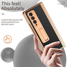 Load image into Gallery viewer, Touch Pen With 2 Pcs Hinge Protection Case for Samsung Galaxy Z Fold 3 2 5G Plating Pen Slot Kickstand Cover With Screen Glass