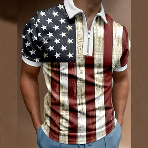 New Men Polo Shirts Summer High Quality Casual Daily Short Sleeve 3D print Mens Shirts Turn-Down Collar Zippers Tshirts Male
