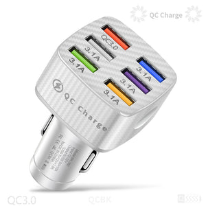 Aosexi Original 6 Port USB Car Charger QC3.0 Fast Charge for IPhone 13 Samsung Xiaomi Portable Phone Tablet Charger Car Charger