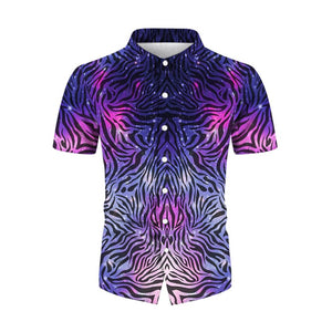 Plus Size Men Fashion Shirts Turn-down Collar Buttoned Shirt Men&#39;s Casual Digital Printing Short Sleeve Tops Blouse Streetwear