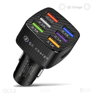 Aosexi Original 6 Port USB Car Charger QC3.0 Fast Charge for IPhone 13 Samsung Xiaomi Portable Phone Tablet Charger Car Charger