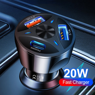 PD 20W Car Quick Charger For iPhone 13 Pro Max Xiaomi Mi 12 QC 3.0 3.1A USB Type C Phone Fast Charger in Car for iPad Airpods